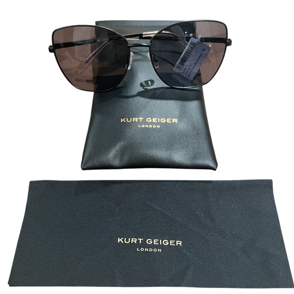 KURT GEIGER BLACK CRYSTAL WIRE AVIATORS NEW IN CASE WITH TAGS